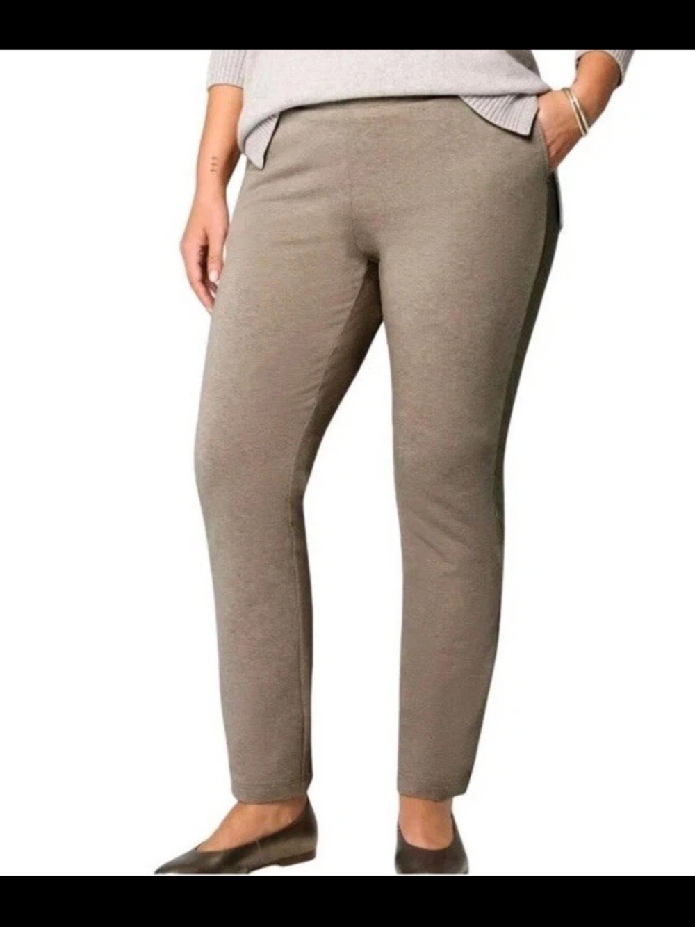 Pure J Jill Affinity French Terry Slim Stretch Pants Morel Heather Petite Pocket